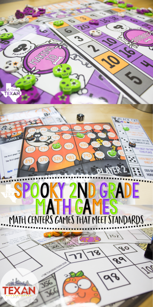 I love these ideas for Second Grade math centers that are hands on Halloween fun! These games are perfect for small groups, early finishers, or work stations!