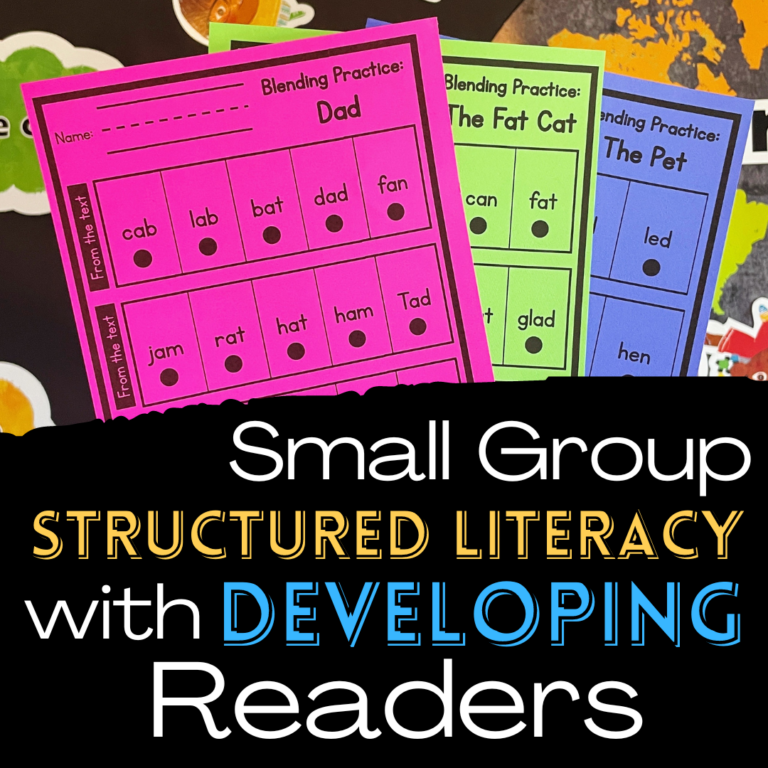 How to Plan Small Group Structured Literacy with Developing Readers