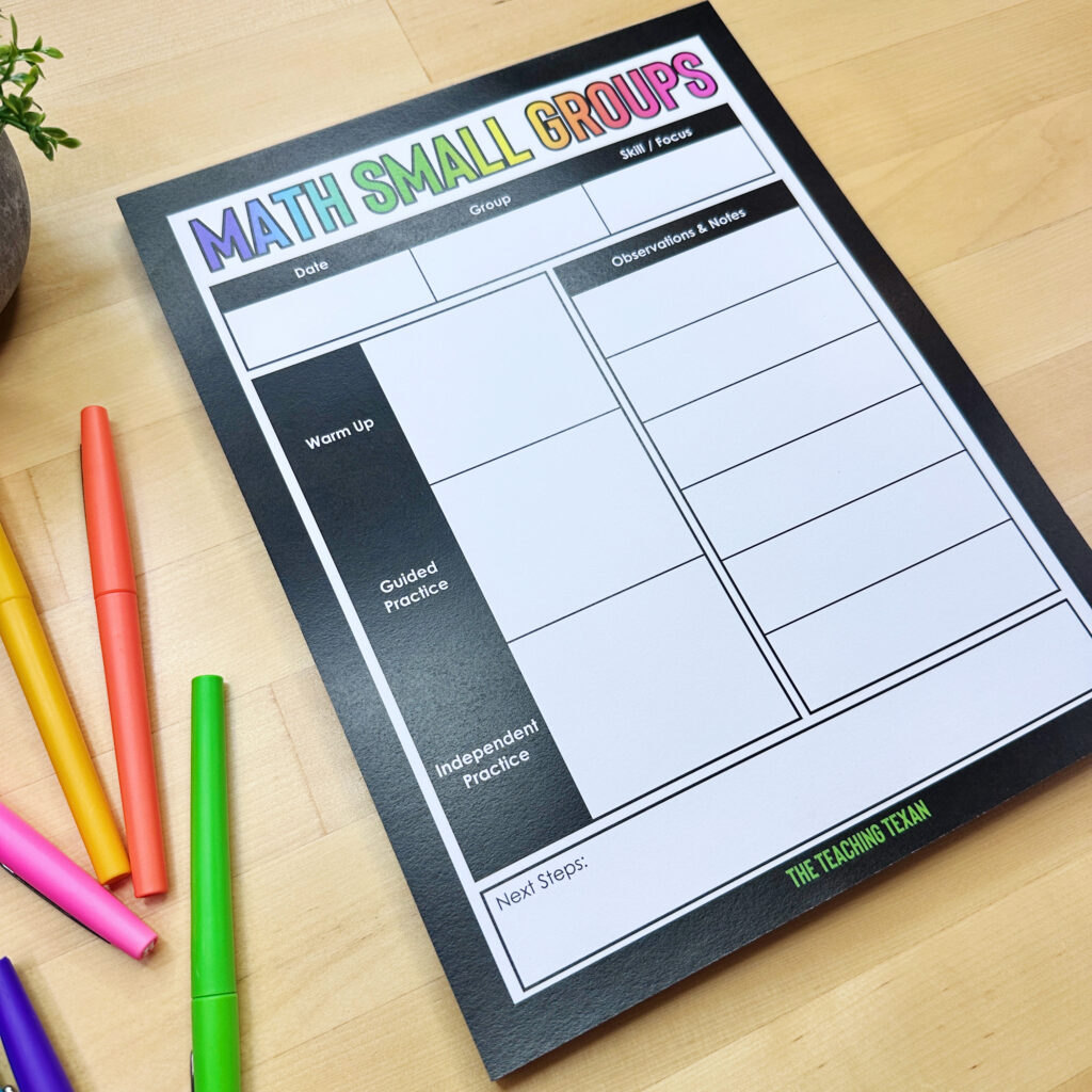 Small Group Math Notepad - The Teaching Texan