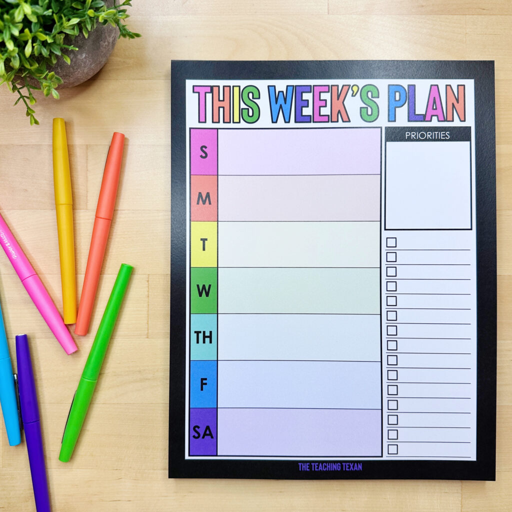 Weekly Planner Notepad - The Teaching Texan